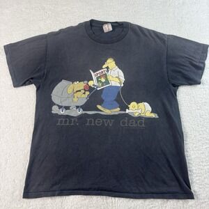 Vintage Thrashed Single Stitch T-Shirt Faded Black Jim Benton 80's Mr. New Dad